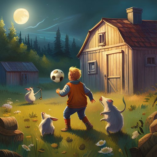 The illustration showed Porky and his friends joyfully playing football in the backyard, their curly tails wagging with delight.