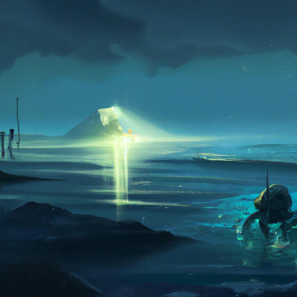 In the tempestuous night, Jason felt an eerie, magnetic pull towards the tumultuous sea, stirring up old tales of a mythical creature lurking in its depths. in a painting from stalenhag, 8 k, hdr, artstation, concept art