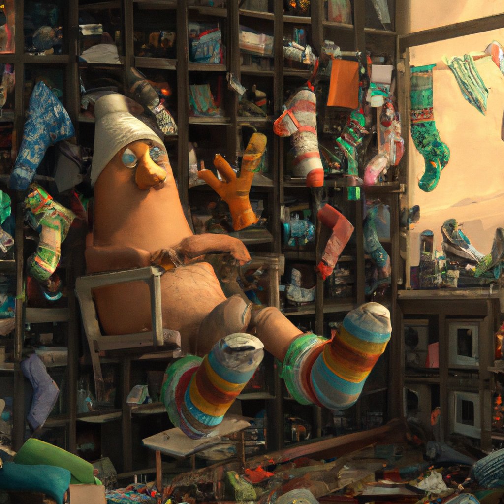 Bob, the lazy sock, lounged comfortably in the crowded drawer full of other socks, bored with his uneventful life. in a painting from stalenhag, 8 k, hdr, artstation, concept art