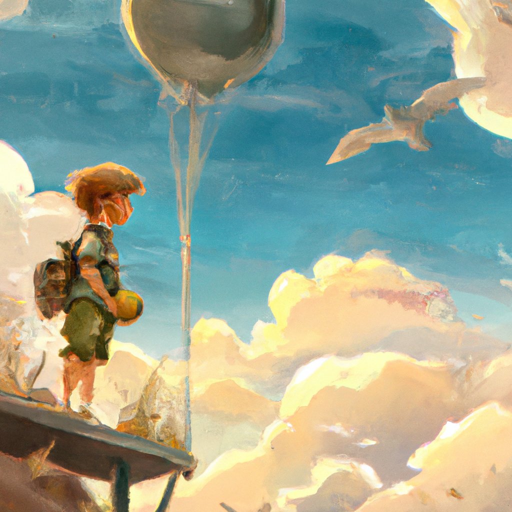 Bob, an 8-year-old imaginative boy, eagerly soared through the sky above the fluffy clouds, determined to explore the world from a remarkable bird's-eye view.