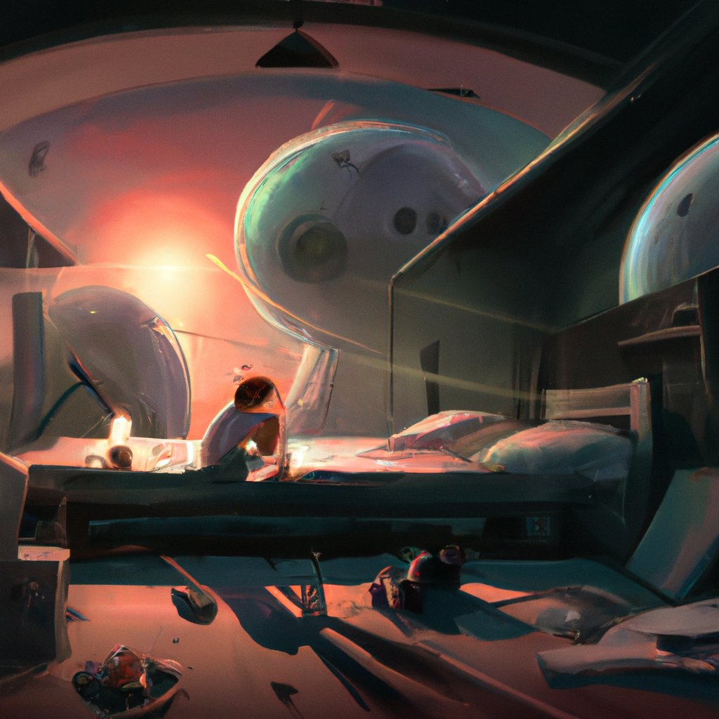 In the moonlit bedroom, Ryley lay wide-eyed and restless, his mind filled with visions of distant galaxies and fantastical Star Wars adventures. in a painting from stalenhag, 8 k, hdr, artstation, concept art