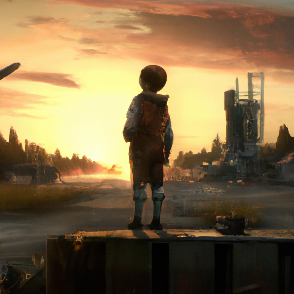 Ilai, a 6-year-old boy full of curiosity and an independent spirit, eagerly explored the world, ignoring instructions. in a painting from stalenhag, 8 k, hdr, artstation, concept art