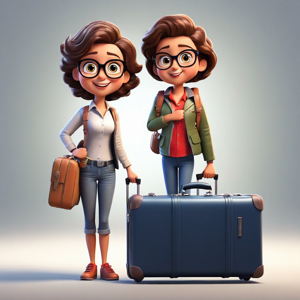 confident person, female, holding suitcase, looking ahead