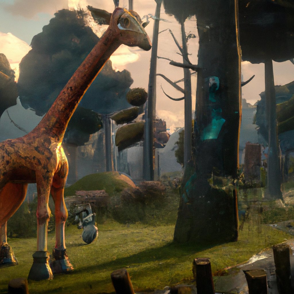 Gisele, the special giraffe with a knack for programming, lived happily in a magical, lush forest.