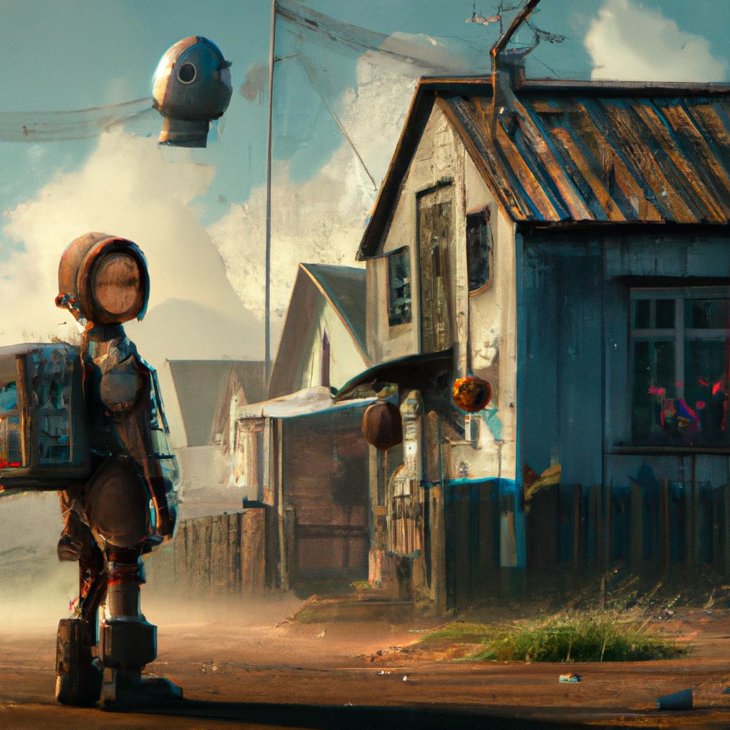 Nour, a small, poor girl with big dreams, lived with her parents in a humble village, dreaming of becoming an astronaut but unable to pursue her ambitions due to her limited means. in a painting from stalenhag, 8 k, hdr, artstation, concept art