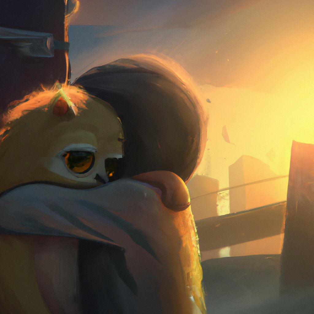 Haneen and Fluffy hugged tightly, happily, comfortingly, as they said their goodbyes for the night. in a painting from stalenhag, 8 k, hdr, artstation, concept art