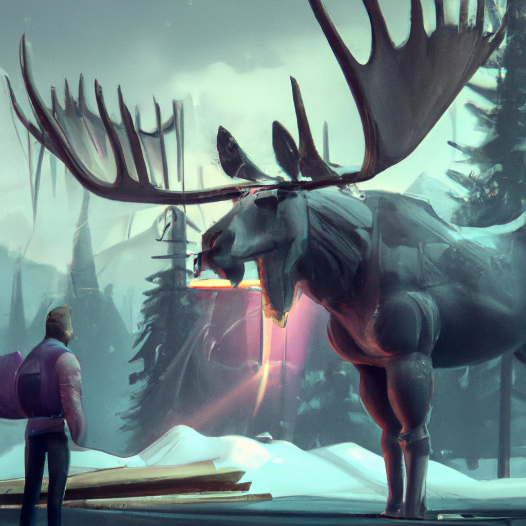 The majestic moose's spectacularly large antlers glittered with stars, snowflakes and a mysterious light, while his thick fur kept him warm in the winter nights, and a loyal coyote provided companionship.