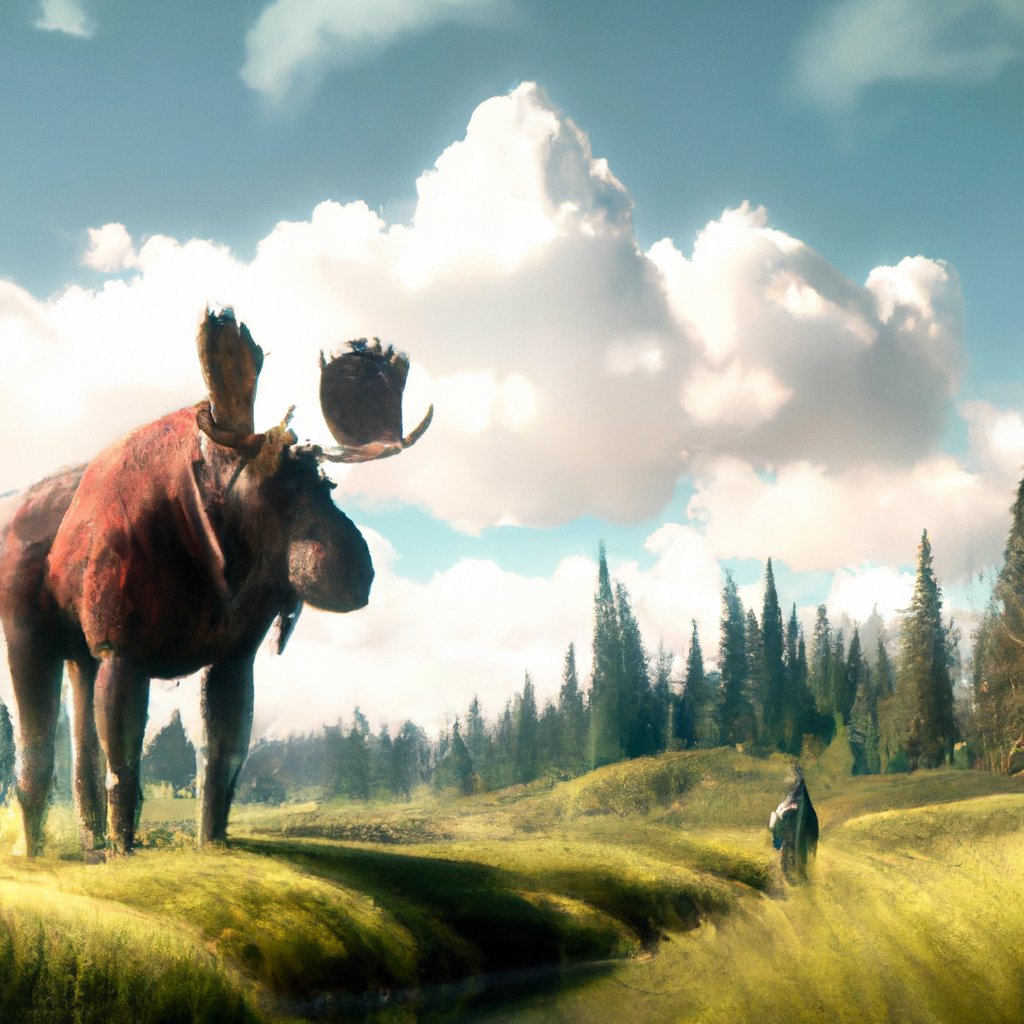 The majestic, colossal moose lived in the serene, vast Canadian wilderness.