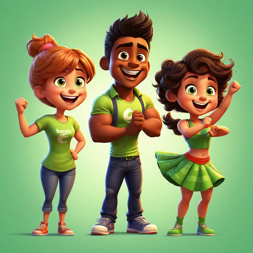 male, muscular, green skin, holding clothes, female, clapping, excited