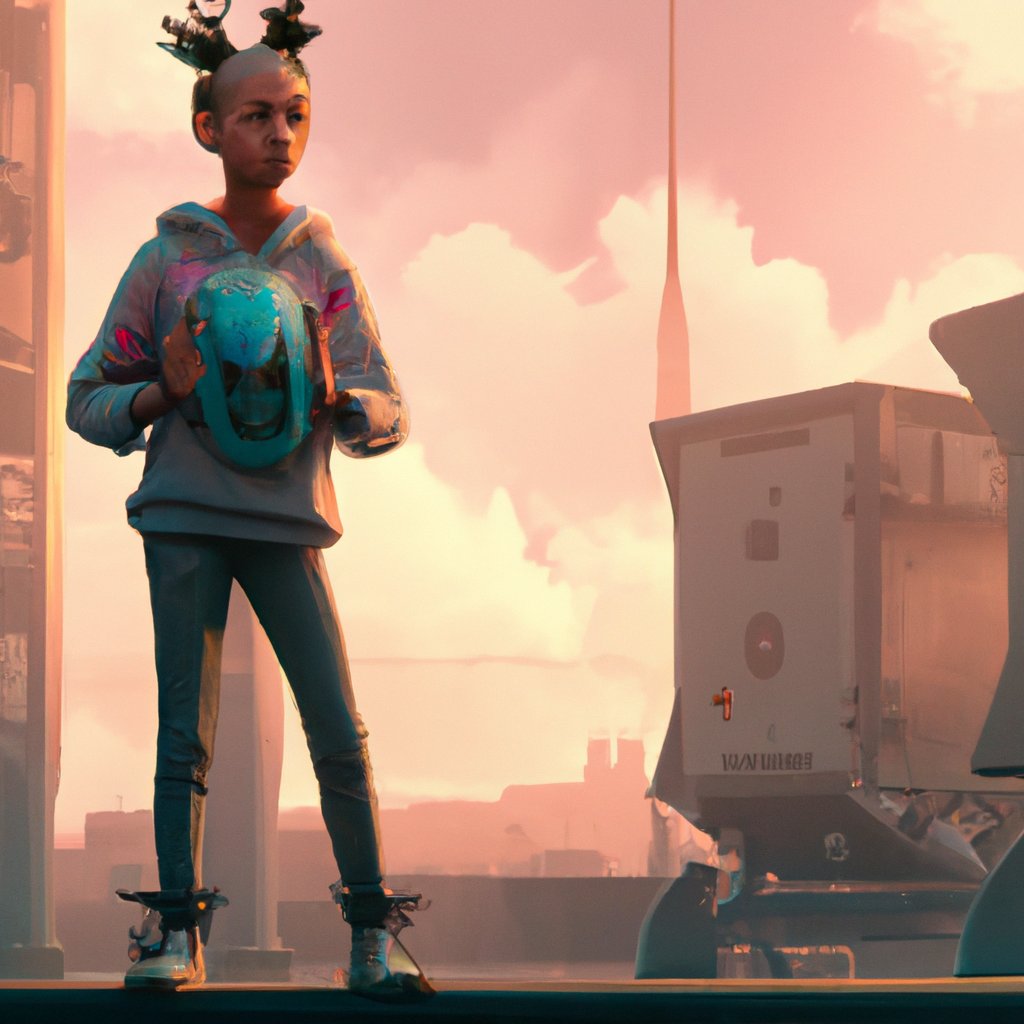 The teenage influencer girl was ambitious, determined, and always on the lookout for new trends, ready to conquer the world of influencers. in a painting from stalenhag, 8 k, hdr, artstation, concept art