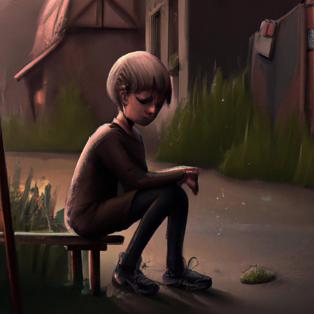 The illustration showed Sarah, a little girl, with a somber expression and downturned eyes, sitting alone in a quiet corner.