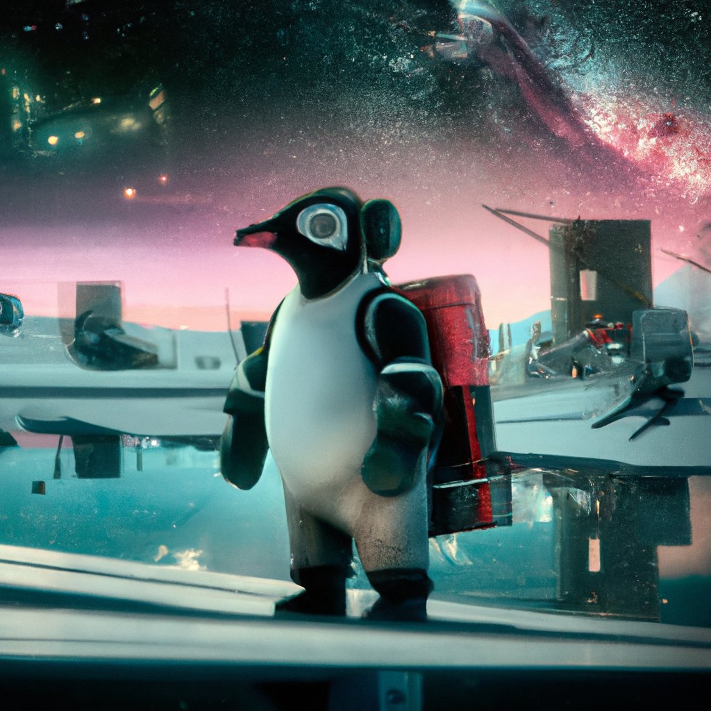 Pedro, the brave and adventurous penguin, leapt beyond the stars, dreaming of a journey through the unknown depths of outer space.