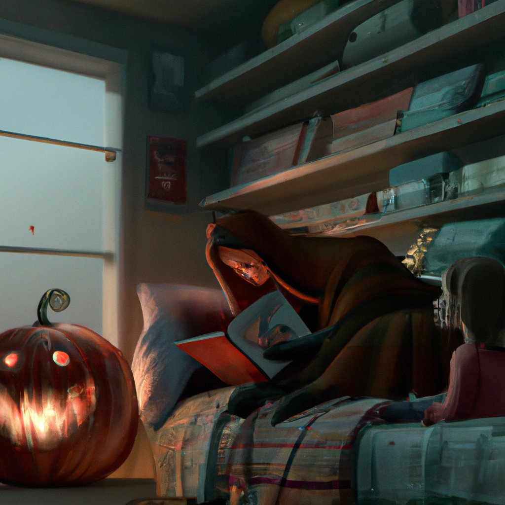 The illustration showed a cozy bedroom with the young girl, Phoebe, snuggled up in bed, cuddled in a quilt, as her mother, Pumpkin, lovingly reads to her from a storybook. in a painting from stalenhag, 8 k, hdr, artstation, concept art