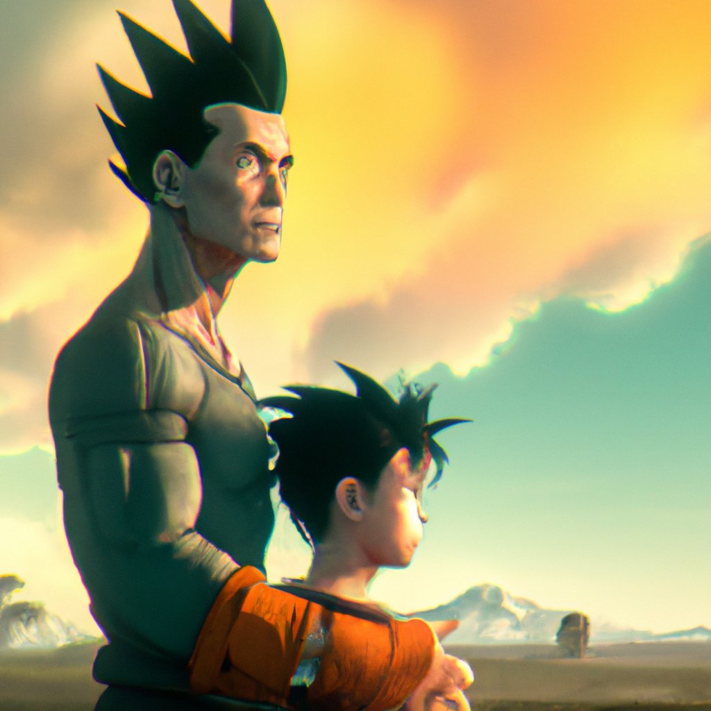 The majestic, powerful, and benevolent King Goku lovingly watched over his sixteen-year-old son Gohan.