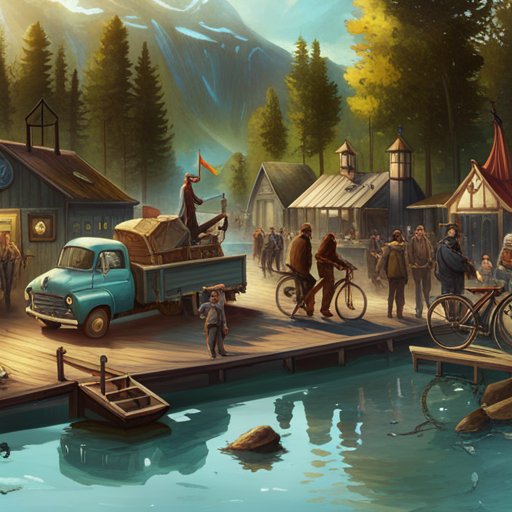 The illustration showed the townspeople, some on bikes and others in trucks, joyfully celebrating the grand opening of the newly-completed waterpark, finding pieces of treasure - golden gears, silver screws, and shiny wrenches - along their way.