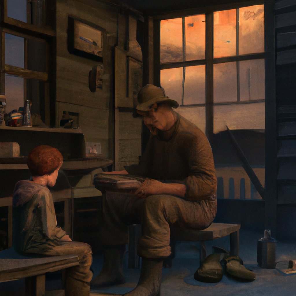 John Marston, a man of many experiences and achievements, was still unable to get his son Jack to obey bedtime, as he regularly resorted to making excuses. in a painting from stalenhag, 8 k, hdr, artstation, concept art