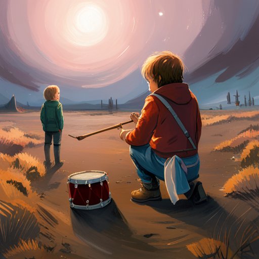 Tiny Timmy, initially anxious about his small drum, looks up and is comforted by Sparkly Stella's reminder that it's not the size of your drum that matters but the size of your heart.