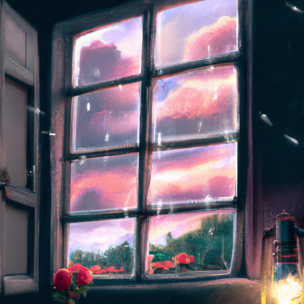 Betrys opened the window and was met by a magical night sky filled with twinkling stars and dancing fireflies, like tiny fairies. in a painting from stalenhag, 8 k, hdr, artstation, concept art