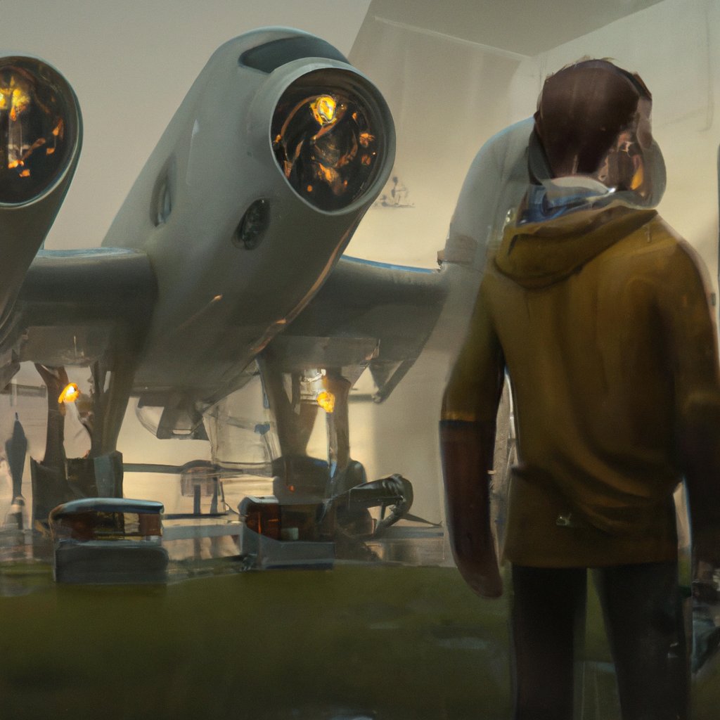 Mark, perplexed, noticed something peculiar about one of the engines on the plane he had been meticulously preparing for takeoff on the dreary, rainy night at the airport. in a painting from stalenhag, 8 k, hdr, artstation, concept art