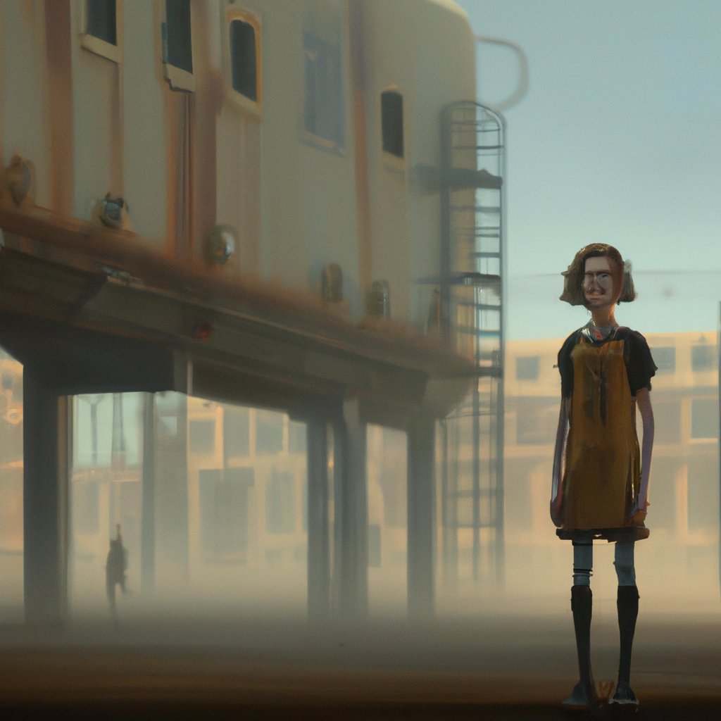 The young girl was a mysterious, curious figure, with large, glowing eyes that seemed to command the will of any human she gazed upon. in a painting from stalenhag, 8 k, hdr, artstation, concept art