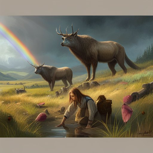 The animals worked together harmoniously, in an effort that resulted in a majestic rainbow, that showered the hardworking creatures with blessings of gratitude and wishes fulfilled.