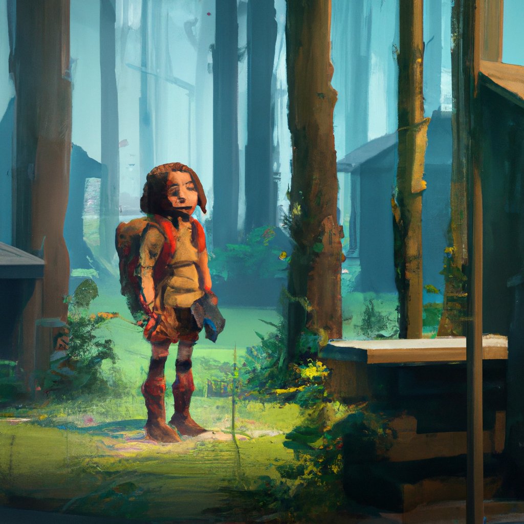 Ylva-Li, the brave and adventurous little girl from the small forested village, delighted in exploring the mysteries of the woods and aiding her friends in need. in a painting from stalenhag, 8 k, hdr, artstation, concept art