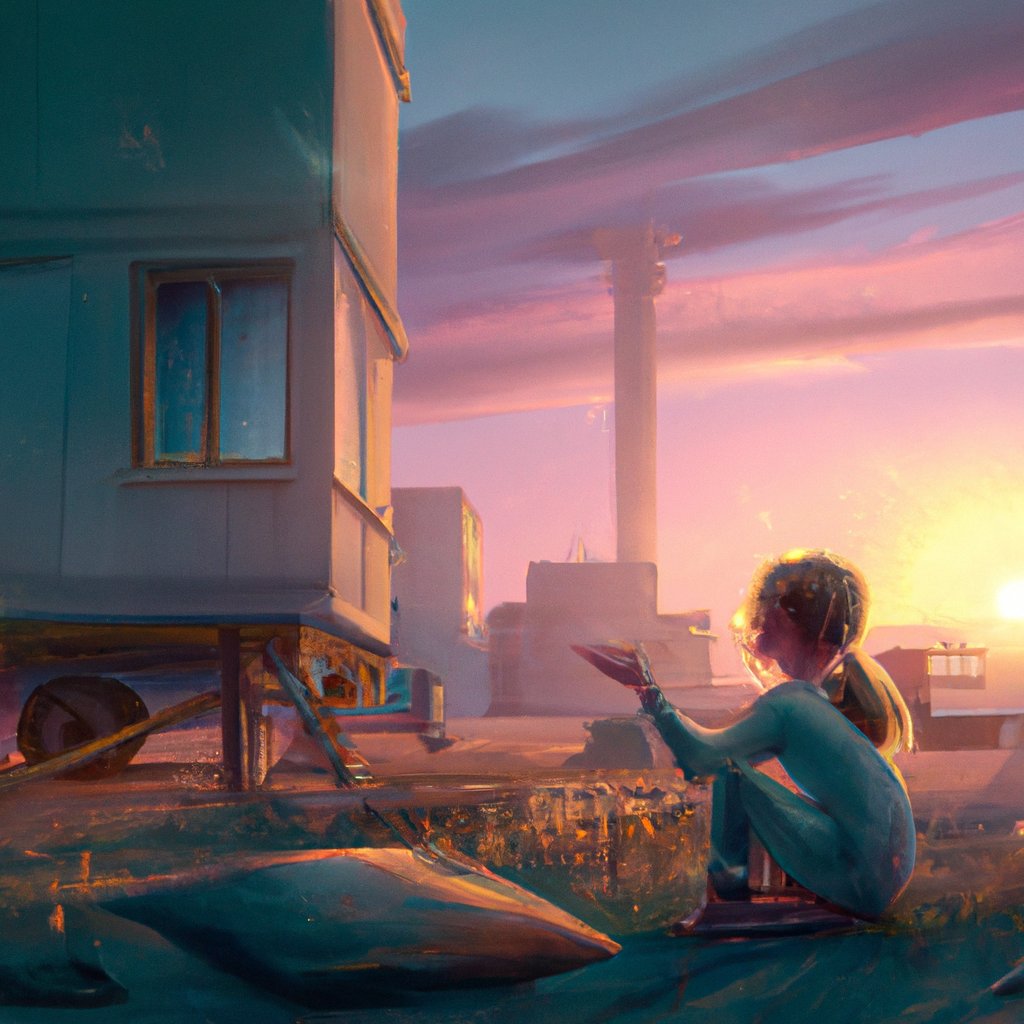 Sarah, with her big dreams and curiosity, would sit wide-eyed listening to her father's tales of fairytale creatures and faraway places. in a painting from stalenhag, 8 k, hdr, artstation, concept art