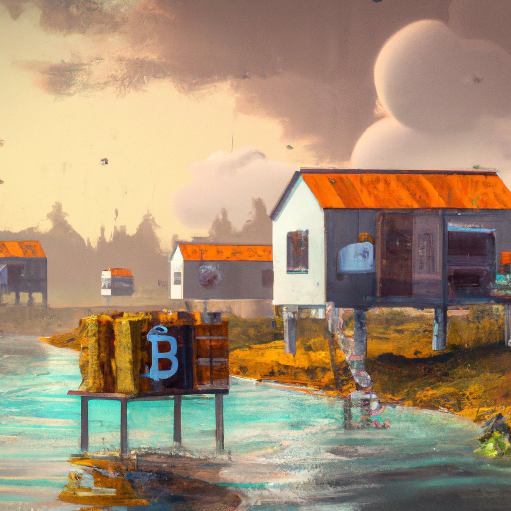 The wealthy business man's dream house was luxurious and modern, filled with the fruits of his Bitcoin investments. in a painting from stalenhag, 8 k, hdr, artstation, concept art