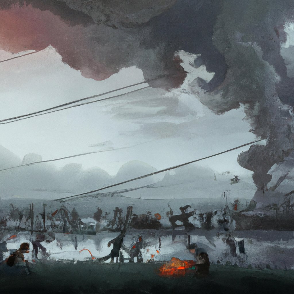 The illustration depicts a chaotic battle scene with characters bracing for impact, fighting with all their might, and turning the tide.