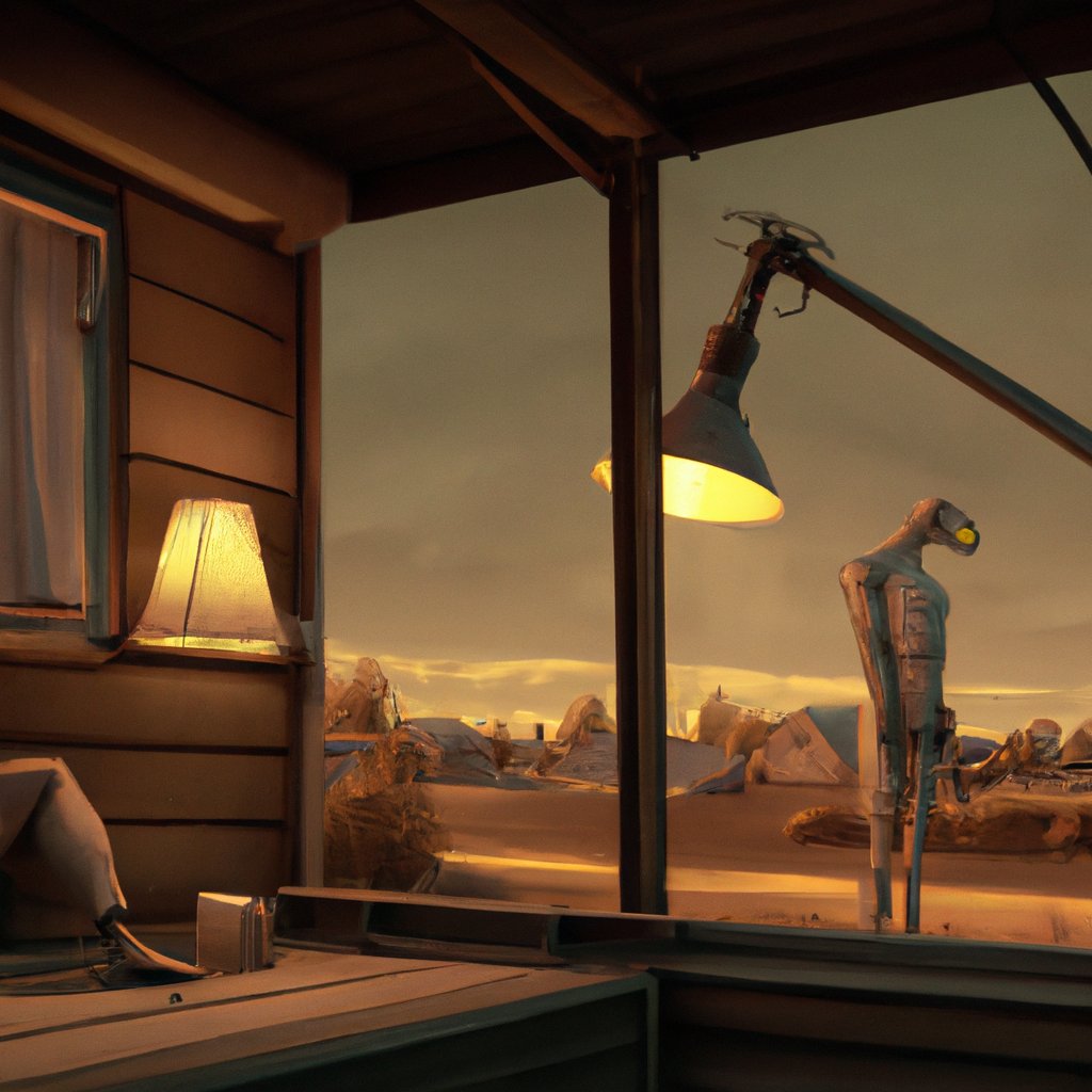 Jase's eyes widened in surprise as he noticed a mysterious, glowing creature perched on the corner of his room, just before turning off the lights. in a painting from stalenhag, 8 k, hdr, artstation, concept art