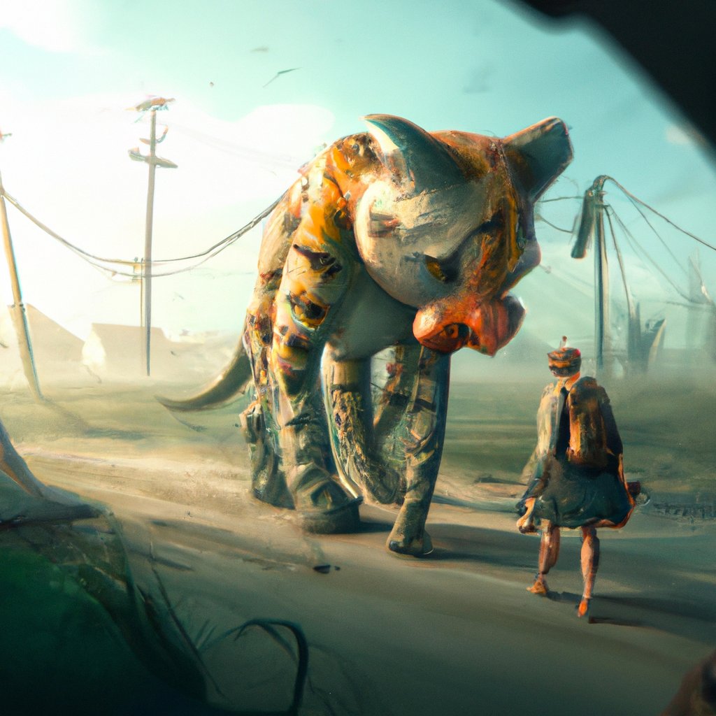 The Tiger Lady, wicked and terrifying, lurked in her domain, devouring any brave child who dared venture inside. in a painting from stalenhag, 8 k, hdr, artstation, concept art