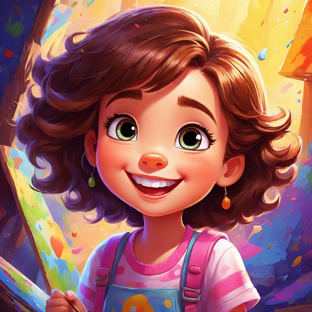 painting of girl, exploring, curious, enthusiastic, bright spirit, captivating smile