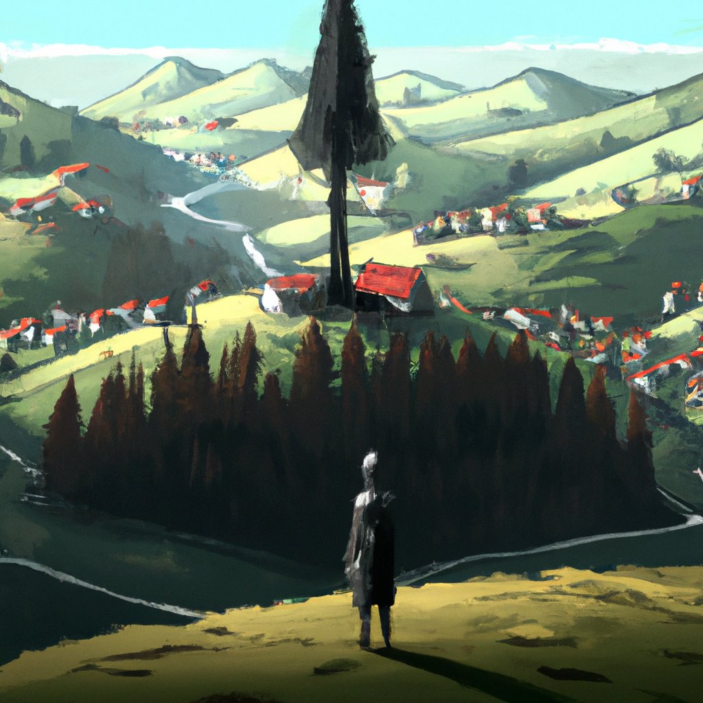 The illustration showed Hope standing proudly in her village, surrounded by the vibrant, green hills and tall, majestic trees.