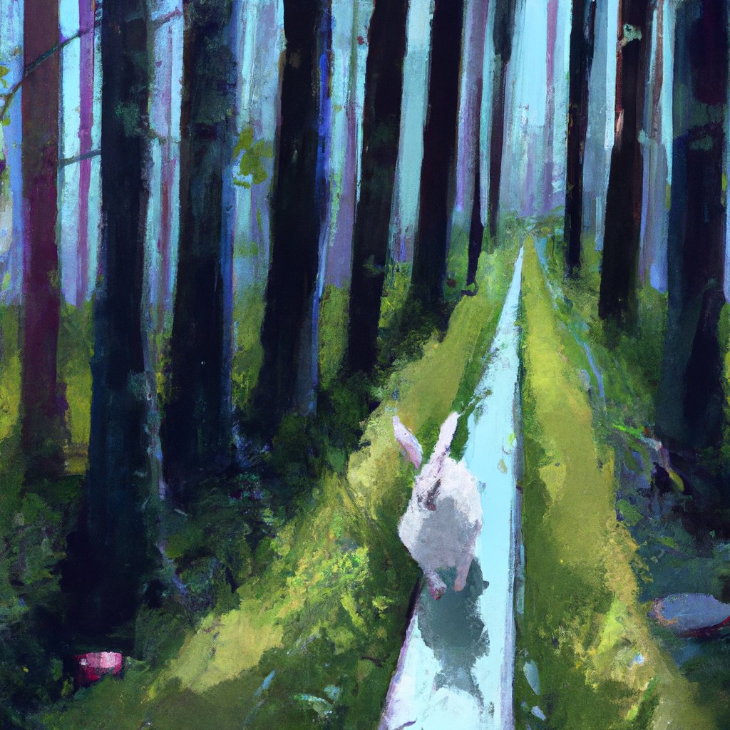 The brave, adventurous little white rabbit named Hopscotch, joyfully hopped through the enchanting, faraway forest.