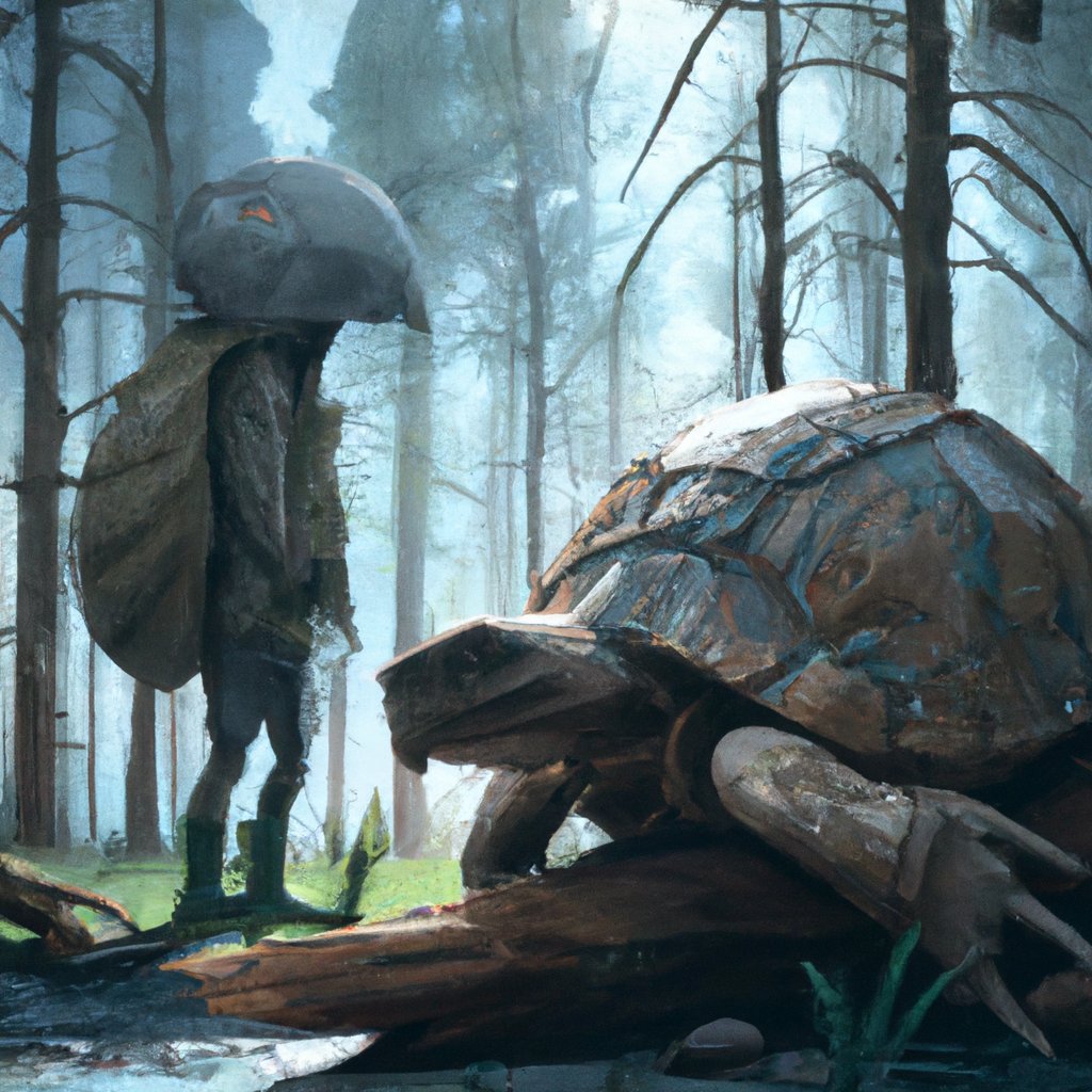 The sly, cunning wolf and slow, wise tortoise lived peacefully in the same wondrous forest.