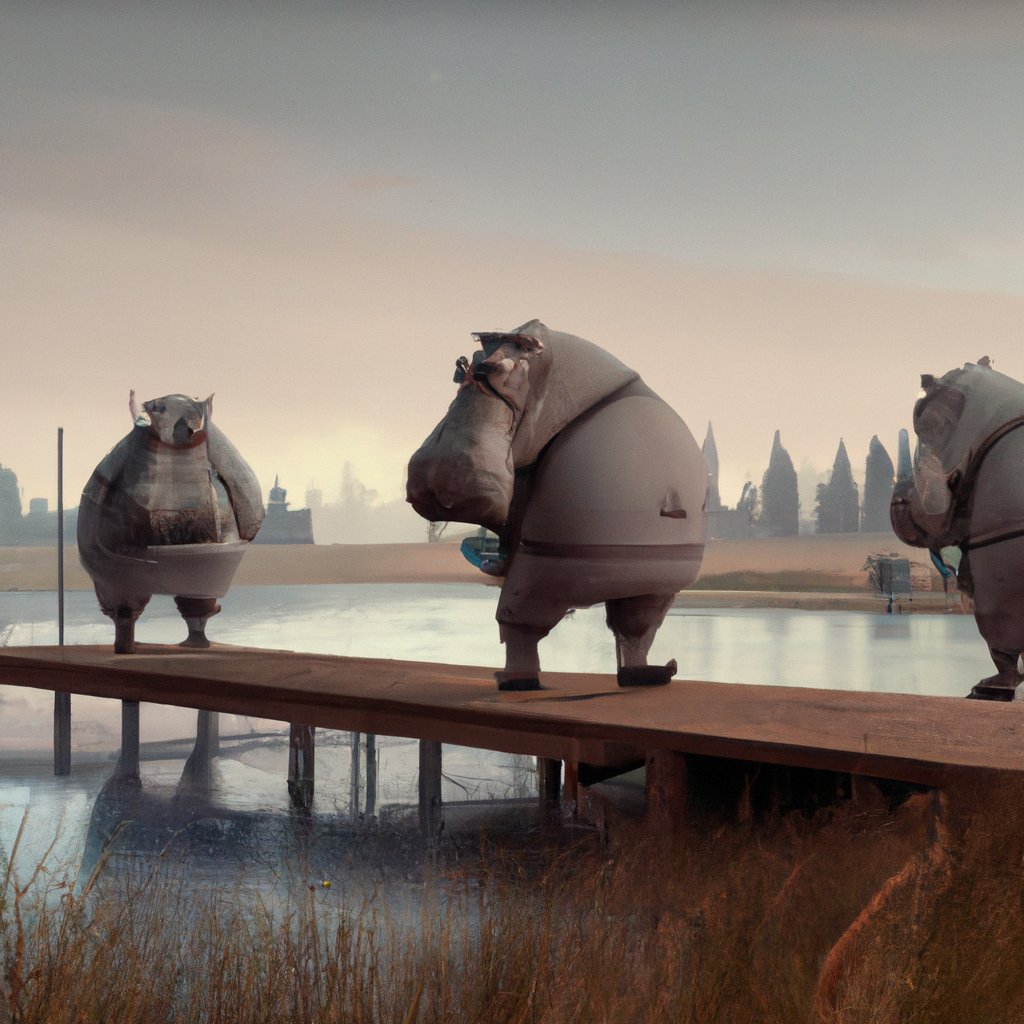 The three annoying hippos, Humphrey, Humpleby, and Harriet, lived in a distant land.