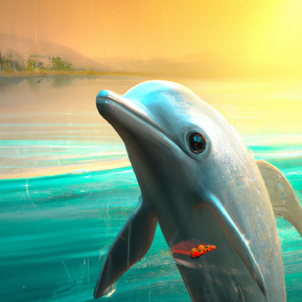 Delphi, the beautiful baby dolphin with shimmering golden scales and eyes that sparkled with love and joy, flourished in the sea.