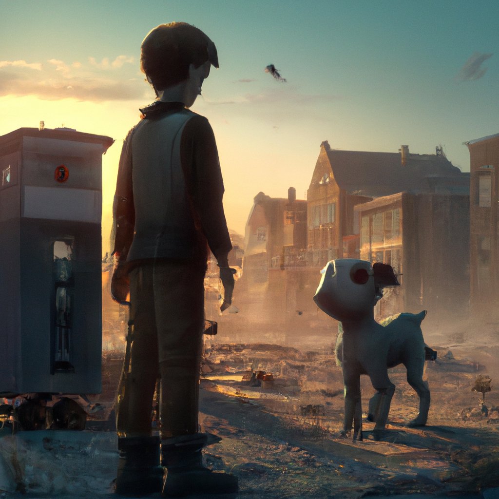 A young boy, intrigued by the strange robotic dog, abandoned and needing help on the street corner, takes it home with a twinkle in his eye and discovers its incredible ability: it can talk!