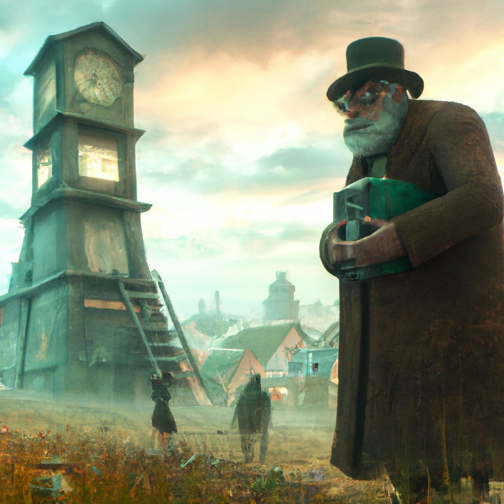 The old watchmaker, exhausted from days of toil, had once been a renowned master magician, but now mournfully crafted clocks in the quiet town, longing for a way to reunite with his beloved wife, lost in a tragic accident.