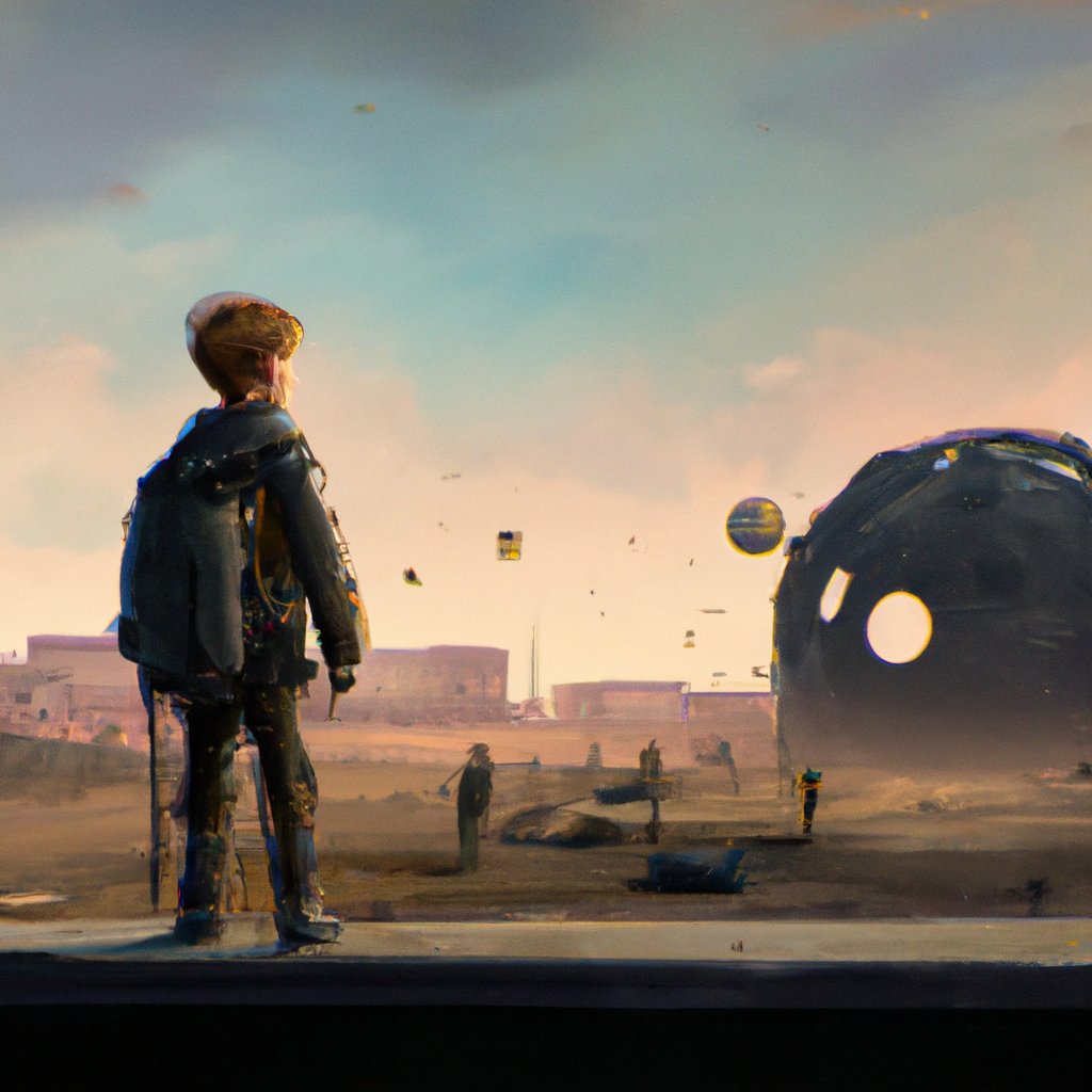 Oli, a young boy with an unquenchable curiosity for the stars, galaxies and black holes, dreamt of soaring through space on his own fantastic journey. in a painting from stalenhag, 8 k, hdr, artstation, concept art